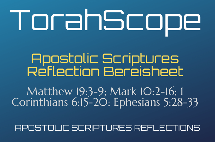 Apostolic Scriptures Reflection Bereisheet - Matthew 19:3-9; Mark 10:2-16; 1 Corinthians 6:15-20; Ephesians 5:28-33