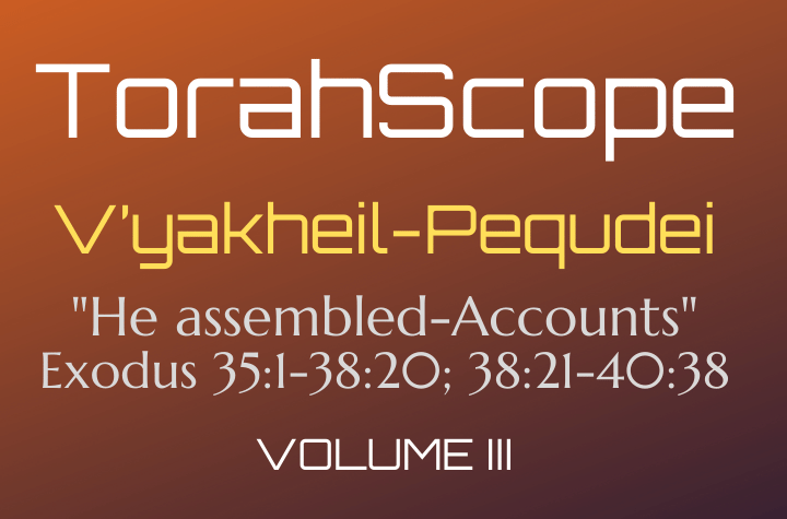 TorahScope V’yakheil-Pequdei - Exodus 35:1-38:20; 38:21-40:38