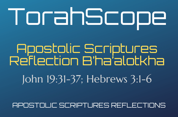 Apostolic Scriptures Reflection B’ha’alotkha - John 19:31-37; Hebrews 3:1-6